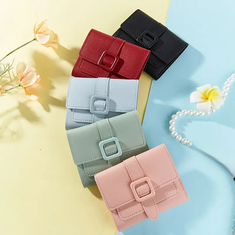 Candy Color Small Wallets PU Leather Coin Purse Ladies Card Holder Mini New Cute Standard Short Purses for Women Solid Purses