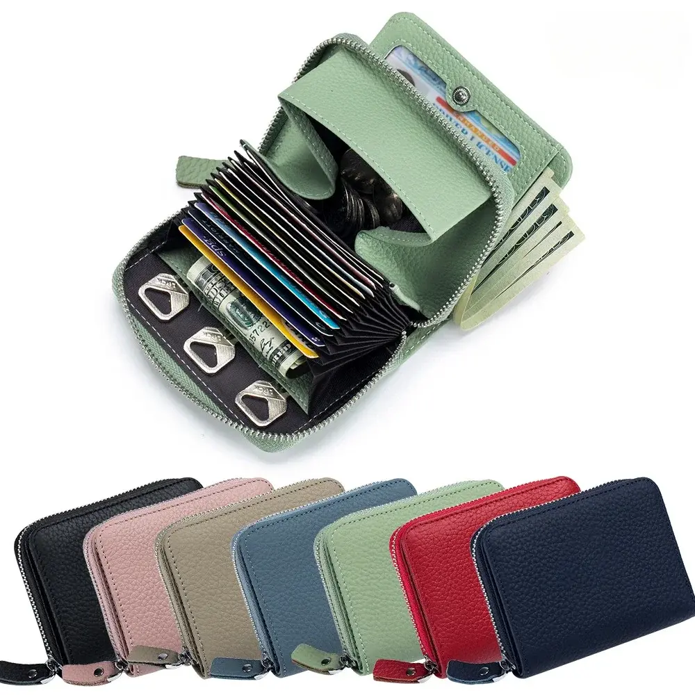 New Women Genuine Leather Purses Female Cowhide Wallets Lady Small Coin Pocket Card Holder Mini Money Bag Portable Clutch