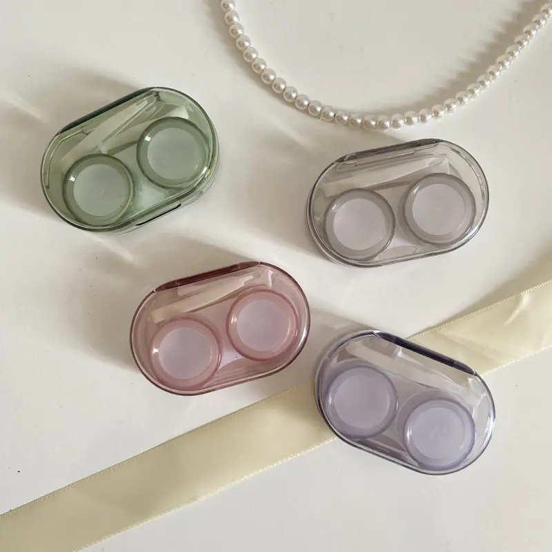 1pcs Transparent Contact Lens Case Portable Eye Contacts Lenses Holder Box with Tweezers Suction Stick Set