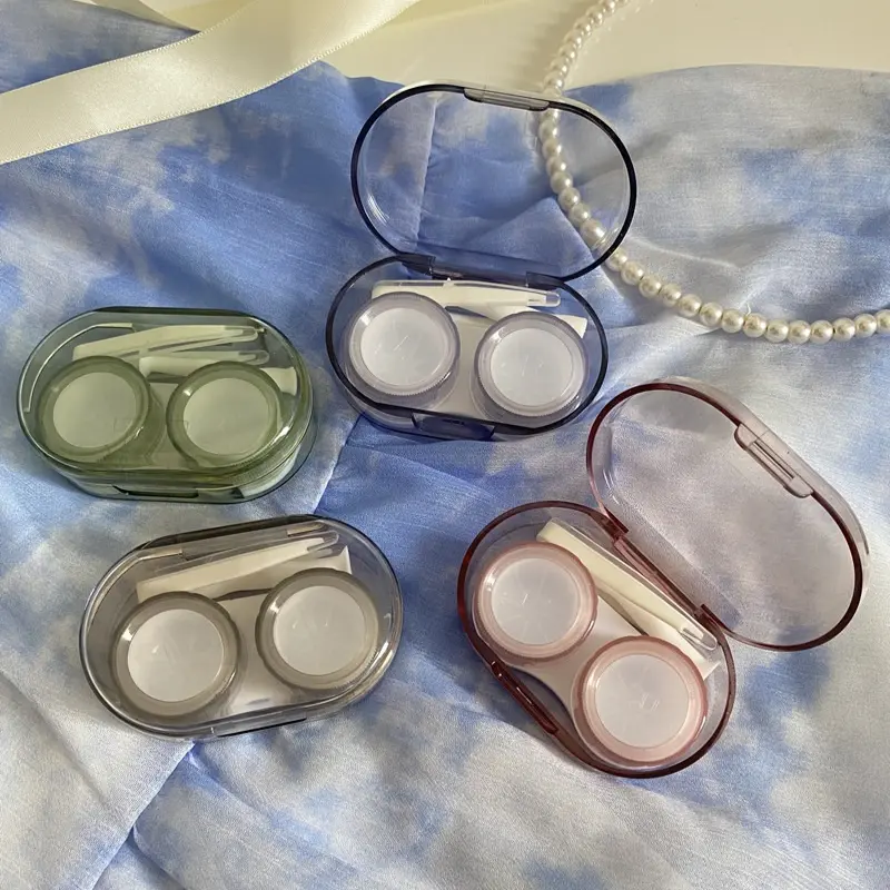 1pcs Transparent Contact Lens Case Portable Eye Contacts Lenses Holder Box with Tweezers Suction Stick Set