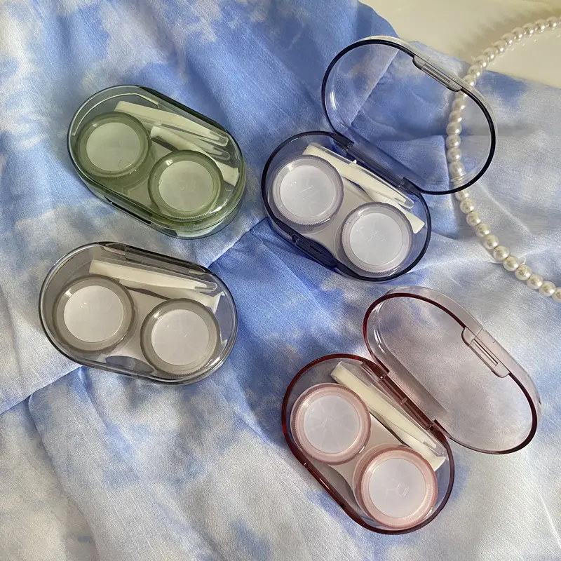 1pcs Transparent Contact Lens Case Portable Eye Contacts Lenses Holder Box with Tweezers Suction Stick Set