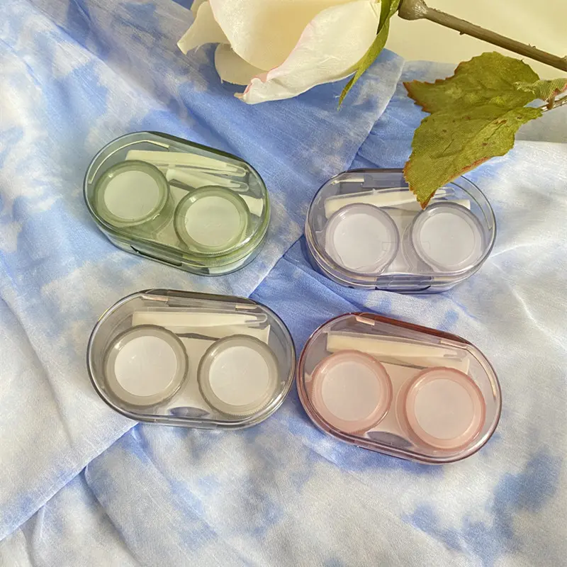 1pcs Transparent Contact Lens Case Portable Eye Contacts Lenses Holder Box with Tweezers Suction Stick Set