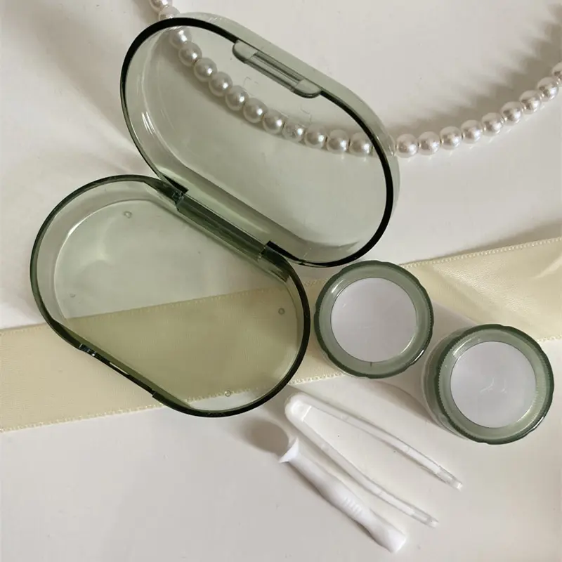1pcs Transparent Contact Lens Case Portable Eye Contacts Lenses Holder Box with Tweezers Suction Stick Set