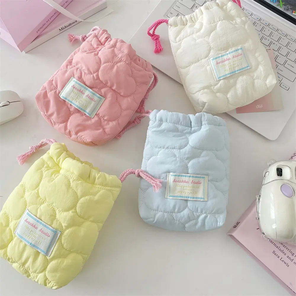 Small Cute Coin Purse Key Earphone Drawstring Storage Bag Women Girls Jewelry Lipstick Cosmetic Tote Rope Pouch String Bags