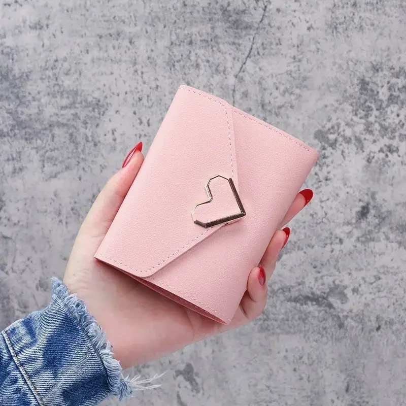Large Capacity Multi-card Slots Card Holder Coin Purse Pouch New Solid Color Fashion Simple PU Short Wallet Purse for Women