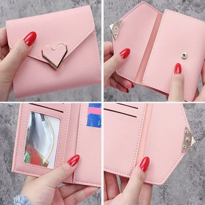 Large Capacity Multi-card Slots Card Holder Coin Purse Pouch New Solid Color Fashion Simple PU Short Wallet Purse for Women