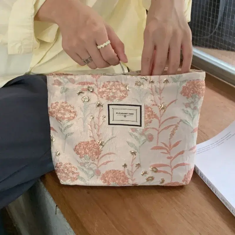 Retro Women's Makeup Bags Large Cosmetic Bag Travel Make Up Organizer Toiletries Multifunction Canvas Storage Bag Makeup Case
