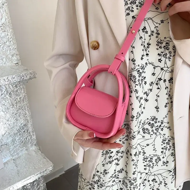 Women's Small Square Shoulder Bag Fashion Candy Color PU Leather Mini Crossbody Bag Lipstick Earphone Coin Purse