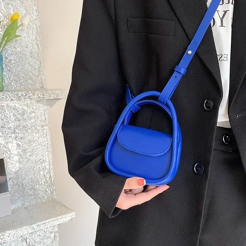 Women's Small Square Shoulder Bag Fashion Candy Color PU Leather Mini Crossbody Bag Lipstick Earphone Coin Purse