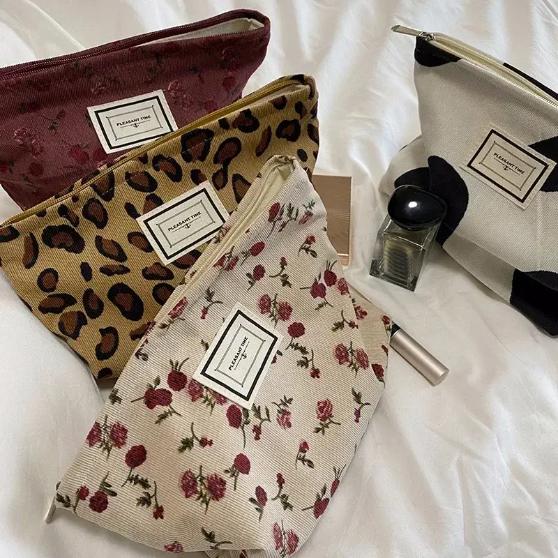 Retro Women's Makeup Bags Large Cosmetic Bag Travel Make Up Organizer Toiletries Multifunction Canvas Storage Bag Makeup Case