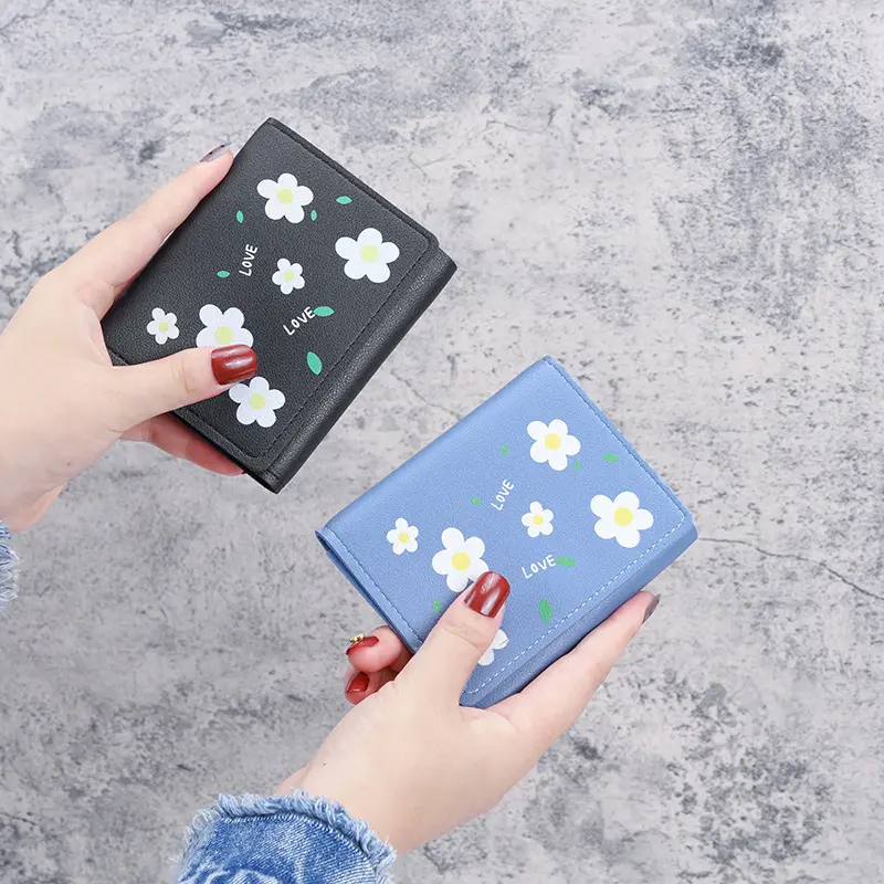 Women's Cute Mini Folding Wallet Fashion Hasp Purse Small Short Wallet for Students