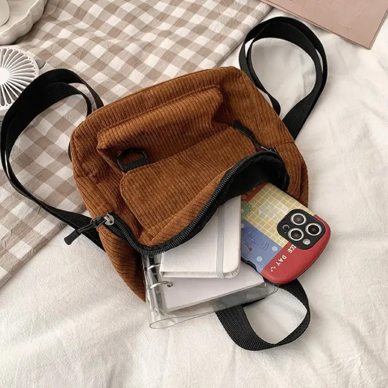 Casual Mini Corduroy Backpack for Women Small School Bags Fashion Female Backpack White Black Brown