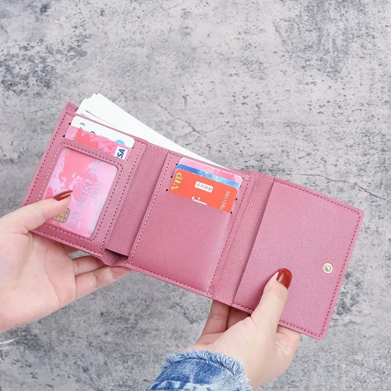 Women's Cute Mini Folding Wallet Fashion Hasp Purse Small Short Wallet for Students