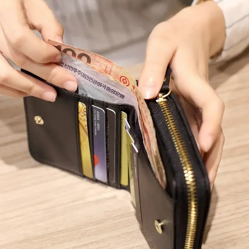 1PC Women Small Wallet Ladies Mini Clutch Wallet Cute Girl Short Zipper Pu Leather Coin Purse Female Hand Wallet Purses