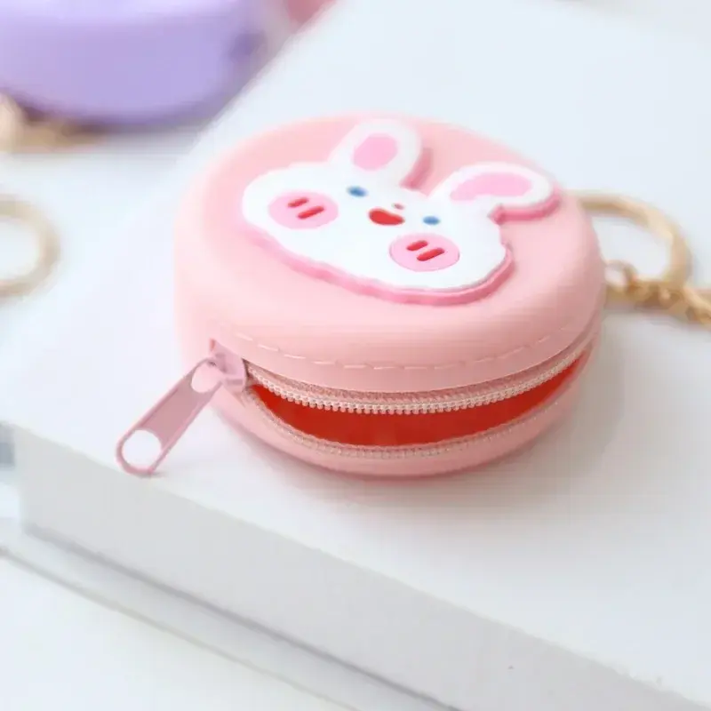 Kawaii Cute Round Silicone Coin Purse Women Small Wallet Girls Coin Key Clutch Bag Mini Data Cable Earphone Bag Purses Kid Gift