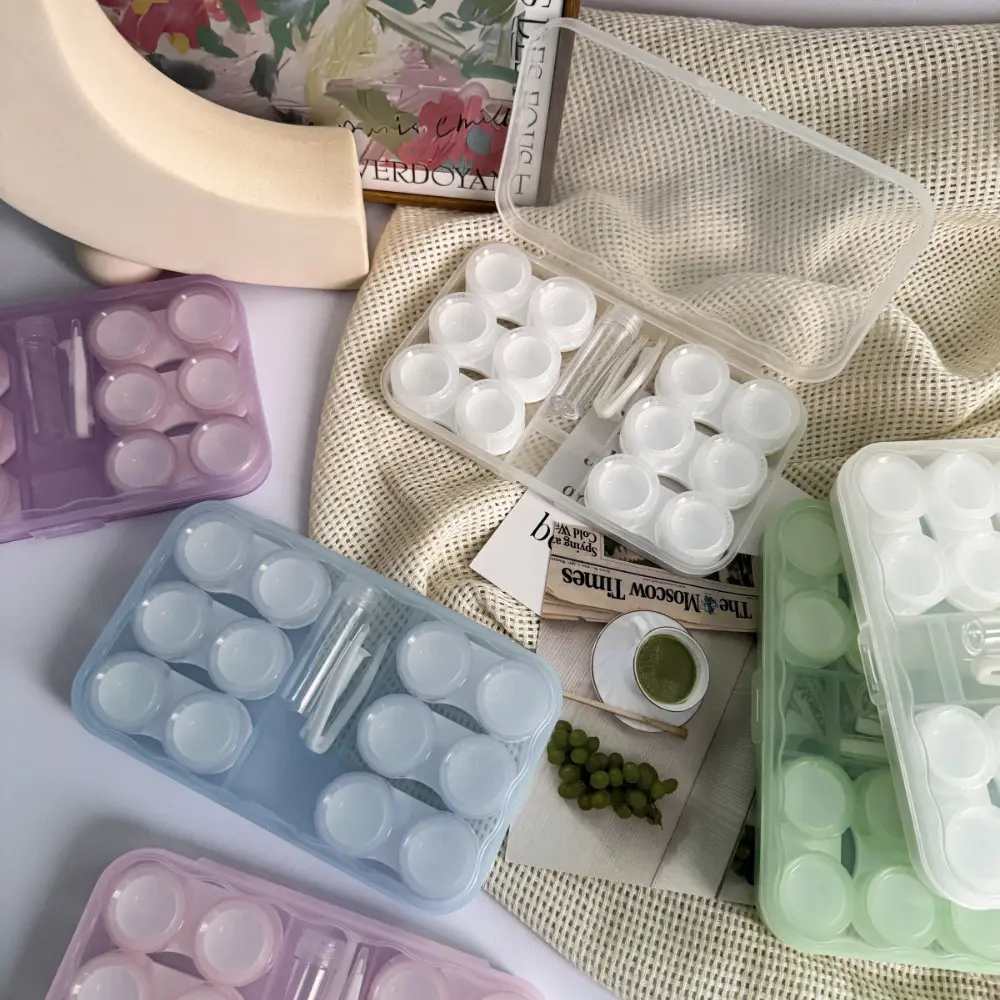6 Pairs Contact Lens Case Eye Contact Lens Box Women Travel Contact Lenses Case Soak Container Lenses Box for Beauty Pupil
