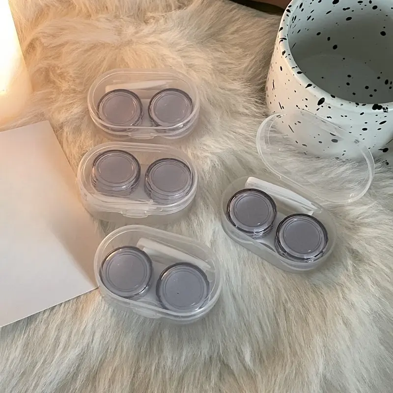 1pcs Transparent Plastic Contact Lens Case Portable Eye Contacts Lenses Holder Box with Tweezers Suction Stick Set