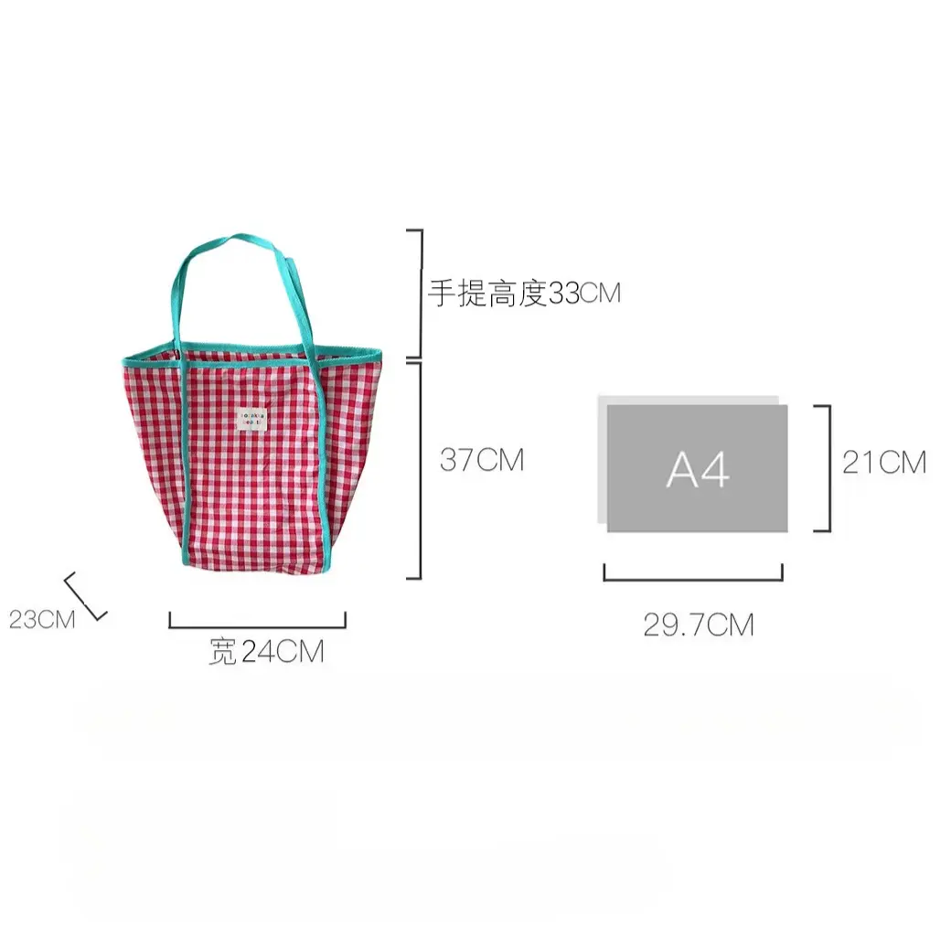Korean Style Retro Plaid Shoulder Bag Canvas Handbags for Women Large Capacity Tote Bags for Women Female Student Book Bag