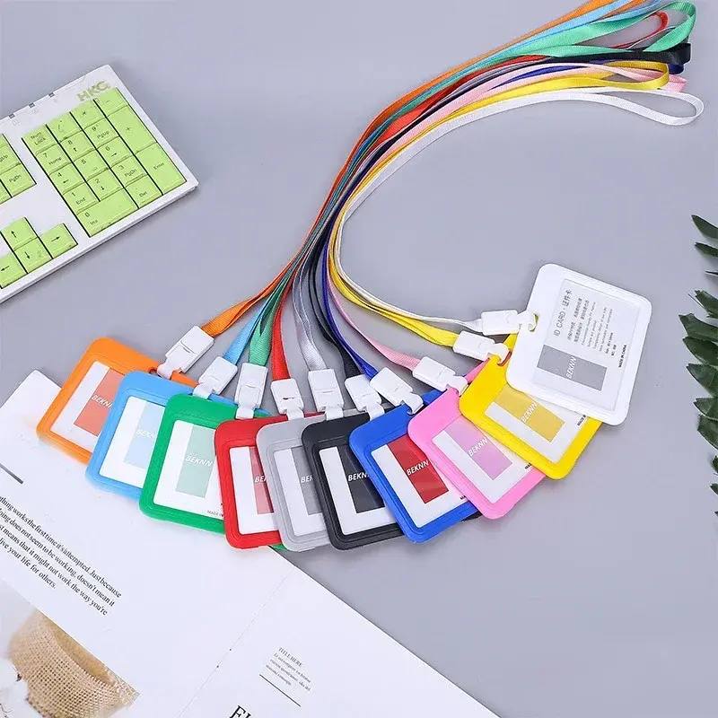 1pcs Women Men Bank Card Name Credit Card Holders Neck Strap Students Kids Bus Card ID Holder Identity Badge with Lanyard