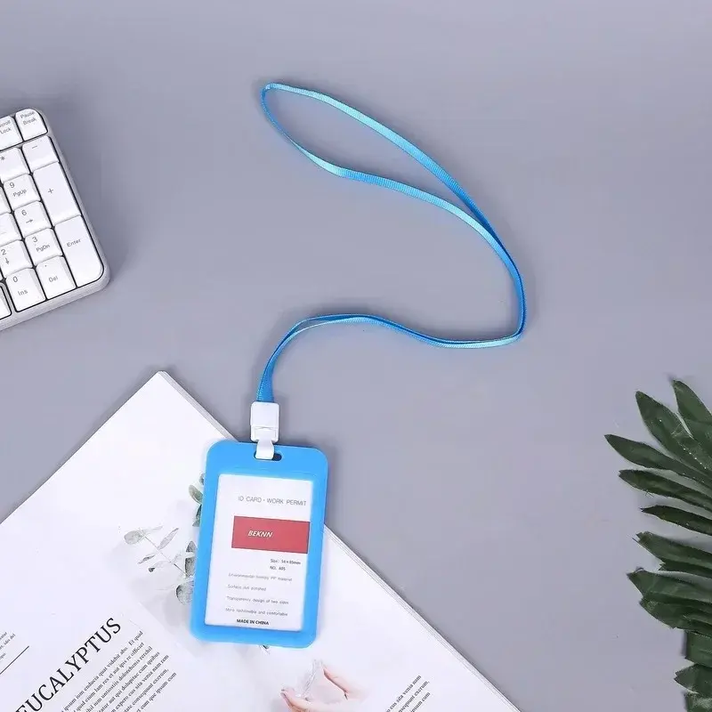 1pcs Women Men Bank Card Name Credit Card Holders Neck Strap Students Kids Bus Card ID Holder Identity Badge with Lanyard