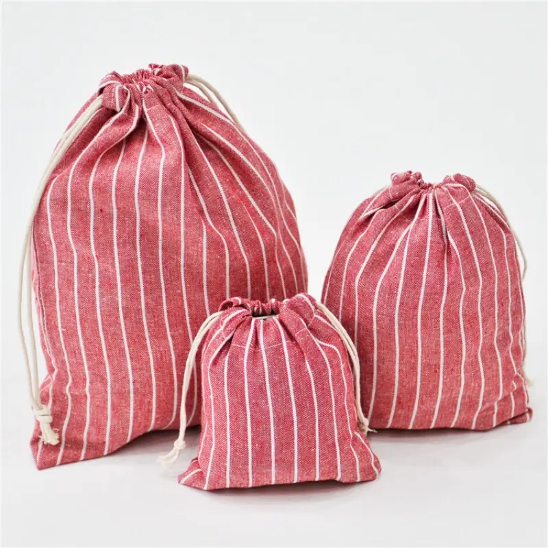 Cotton Linen Drawstring Cosmetic Bag Christmas Gift Package Makeup Storage Bags for Travel Wedding