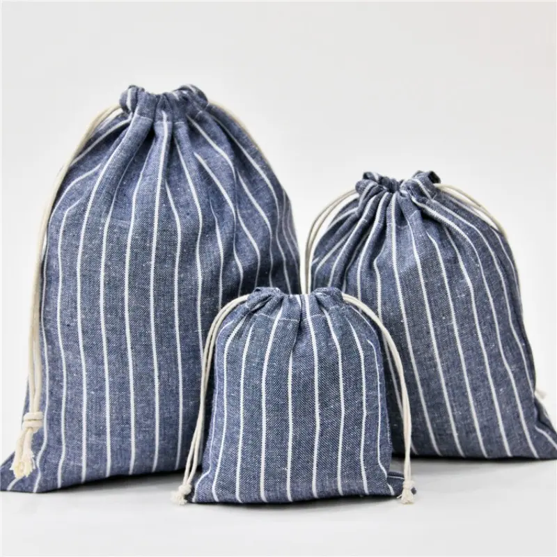 Cotton Linen Drawstring Cosmetic Bag Christmas Gift Package Makeup Storage Bags for Travel Wedding