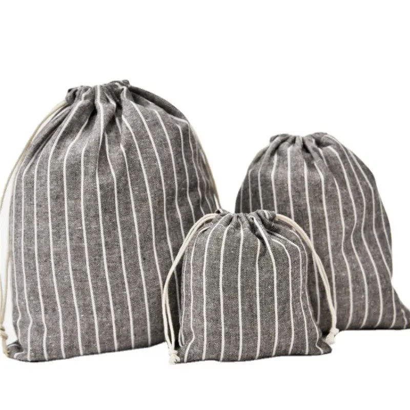 Cotton Linen Drawstring Cosmetic Bag Christmas Gift Package Makeup Storage Bags for Travel Wedding