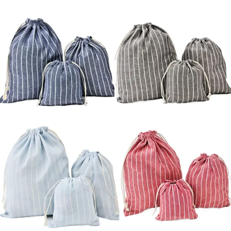 Cotton Linen Drawstring Cosmetic Bag Christmas Gift Package Makeup Storage Bags for Travel Wedding