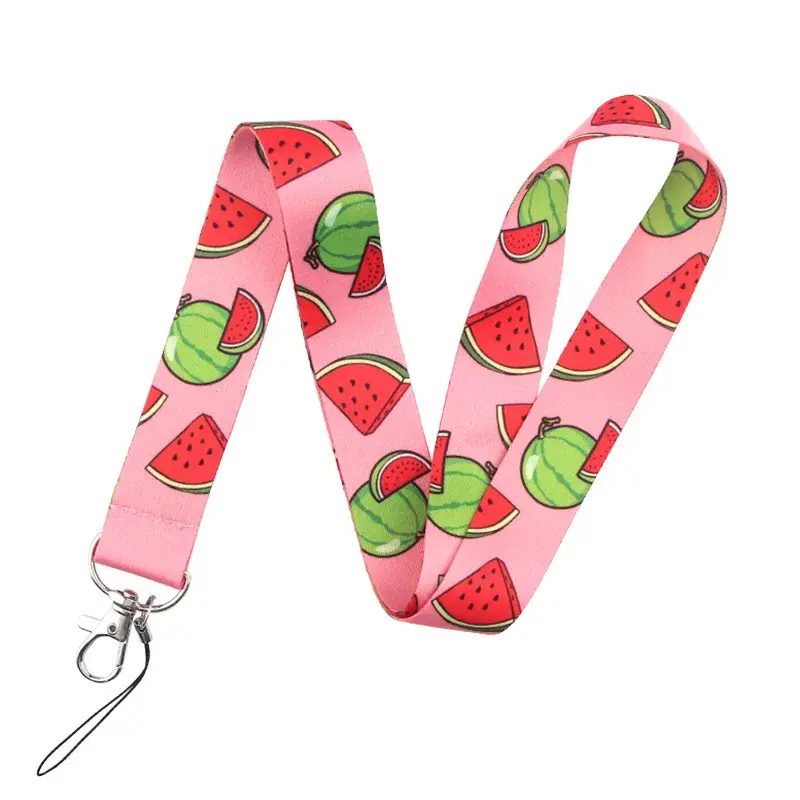 Fruit Print Fashion Lanyards Bank Bus Work Badge Name ID Card Holder Neck Strap for Nurse Doctor Women Kids Child Card Cover
