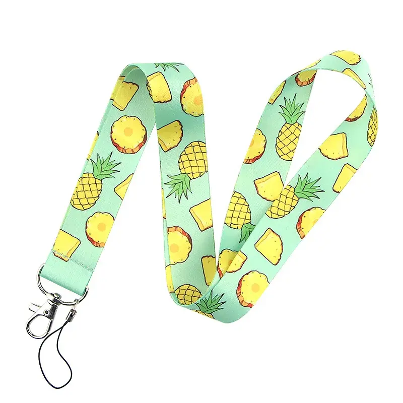 Fruit Print Fashion Lanyards Bank Bus Work Badge Name ID Card Holder Neck Strap for Nurse Doctor Women Kids Child Card Cover