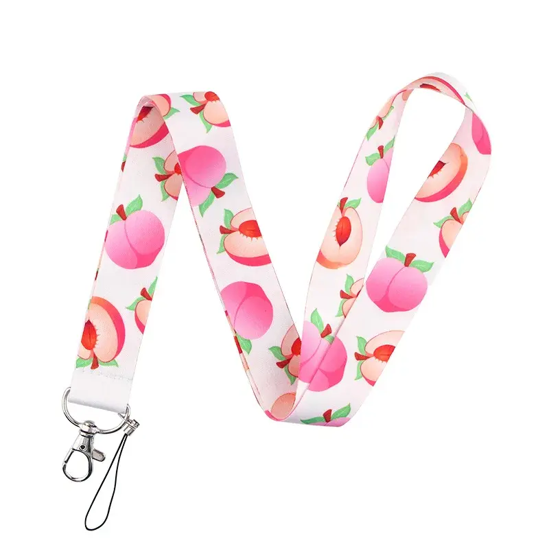 Fruit Print Fashion Lanyards Bank Bus Work Badge Name ID Card Holder Neck Strap for Nurse Doctor Women Kids Child Card Cover