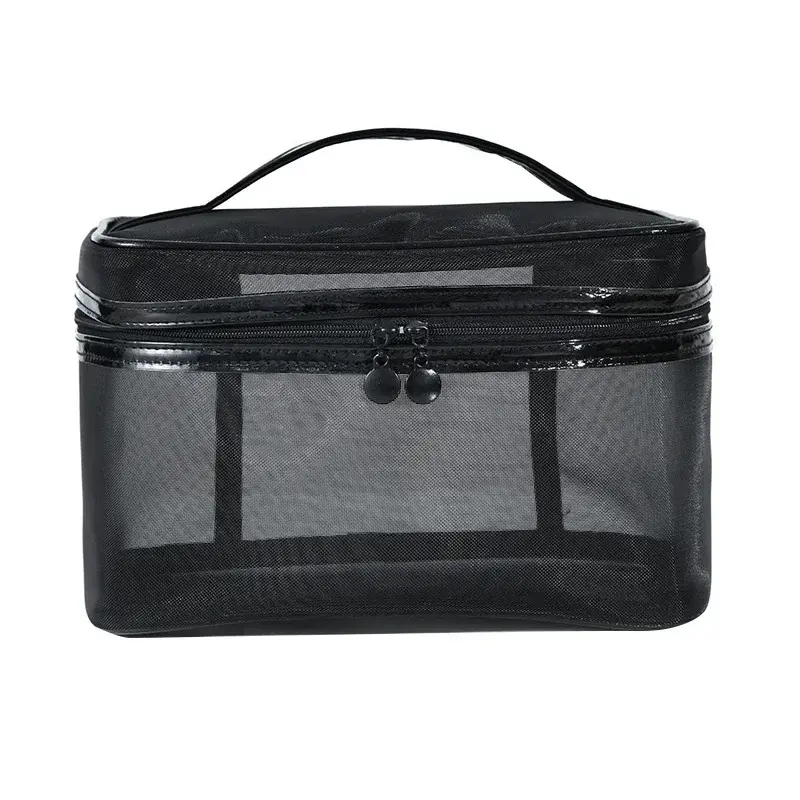 Mesh Clear Cosmetic Bags Small Large Black Makeup Bag Portable Travel Toiletry Organizer Case Lipstick Storage Pouch