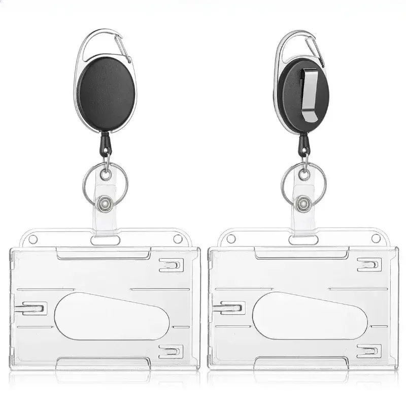Fashion Retractable Badge Reel Alloy Plastic Unisex ID Card Work Badge Lanyard Name Tag Card Holder Key Ring Chain Clips
