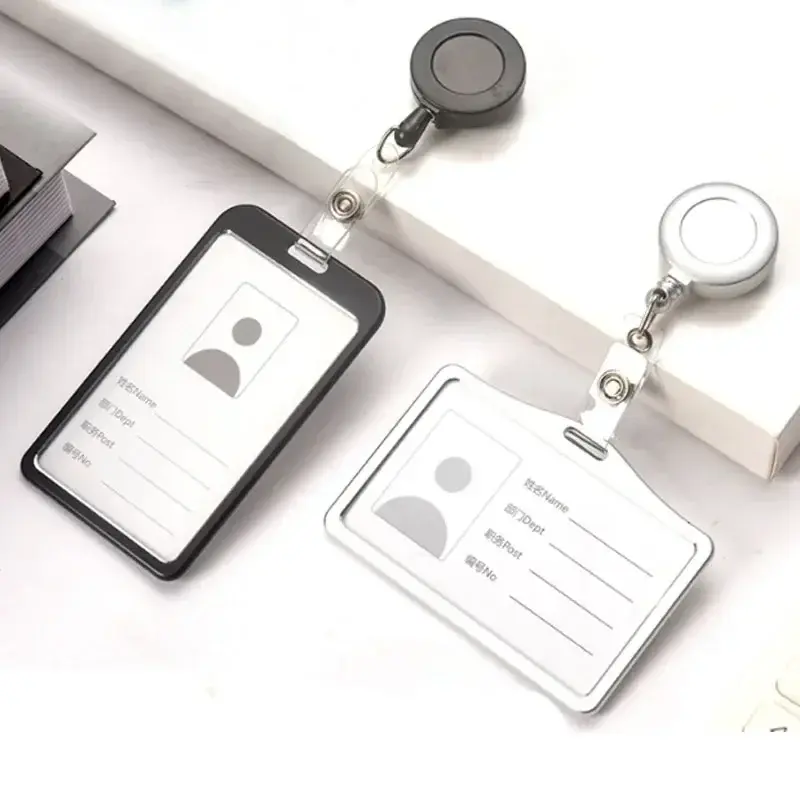 1pcs Metal Cards Slots ID Tag Badge Holder with Badge Reel Cards Storage Organizer Employee Pass Work Card Case Sleeve