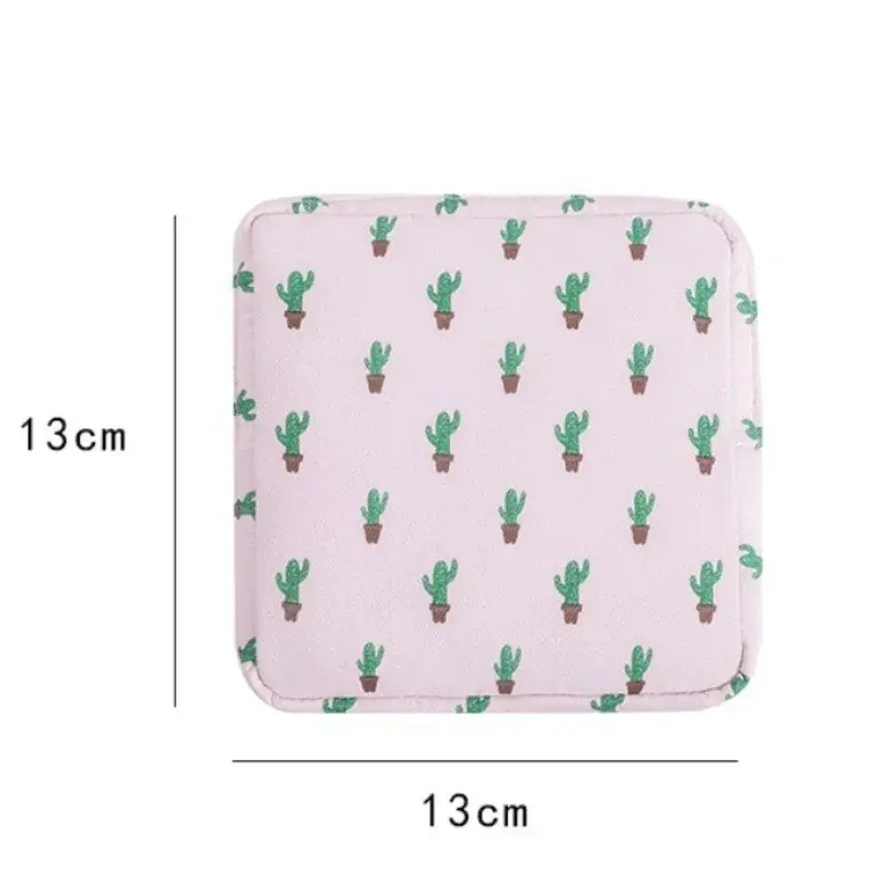Cartoon Cute Cosmetic Bag Women Portable Makeup Lipstick Key Earphone Data Cables Organizer Sanitary Napkin Tampon Storage Bag