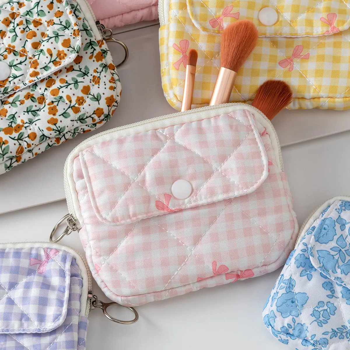 Coin Purse Cute Pouch Women Wallet Kawaii Key Storage Bag Floral Credit Card Earphone Child Candy Zipper Bag Gift Makeup Bags