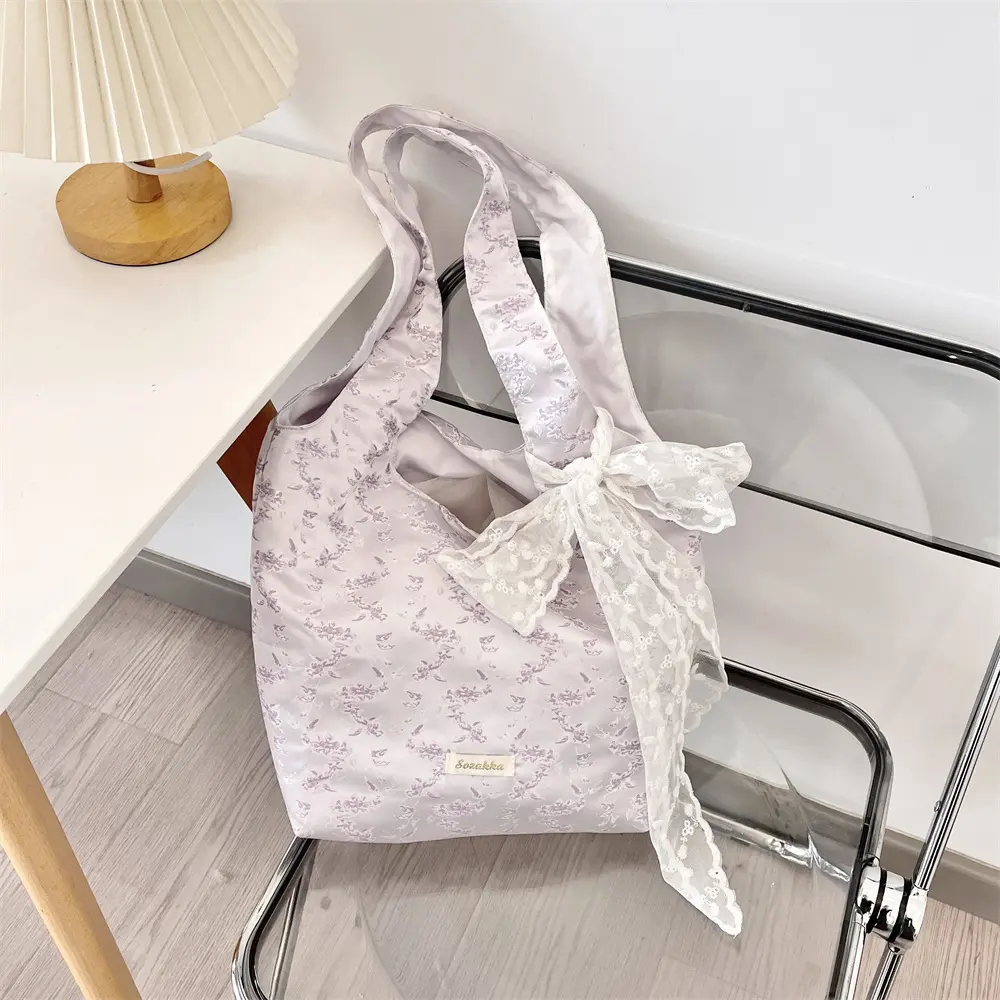 Single Shoulder Women's Tote Bag Fashion Simple Casual Large Capacity floral Handbags For Women Travel Solid Shopper Bag