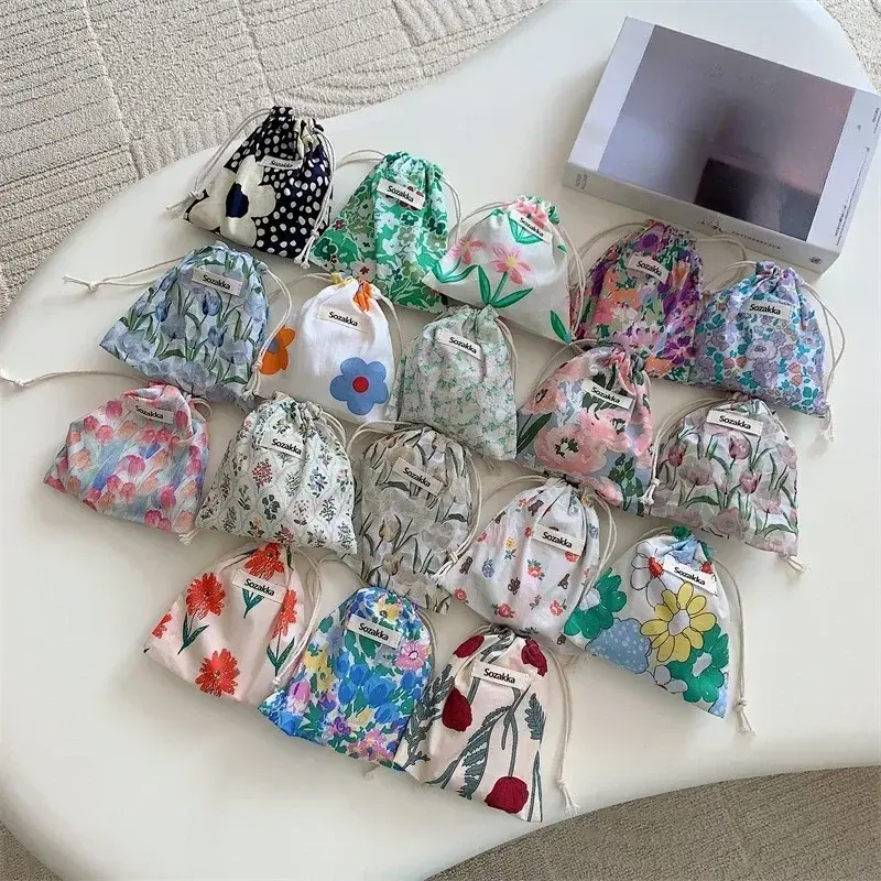 Japanese Style Drawstring Bag Coin Purse Wallet Makeup Bag Women Travel Cosmetic Organizer Toiletry Storage Bag Gift Pouch