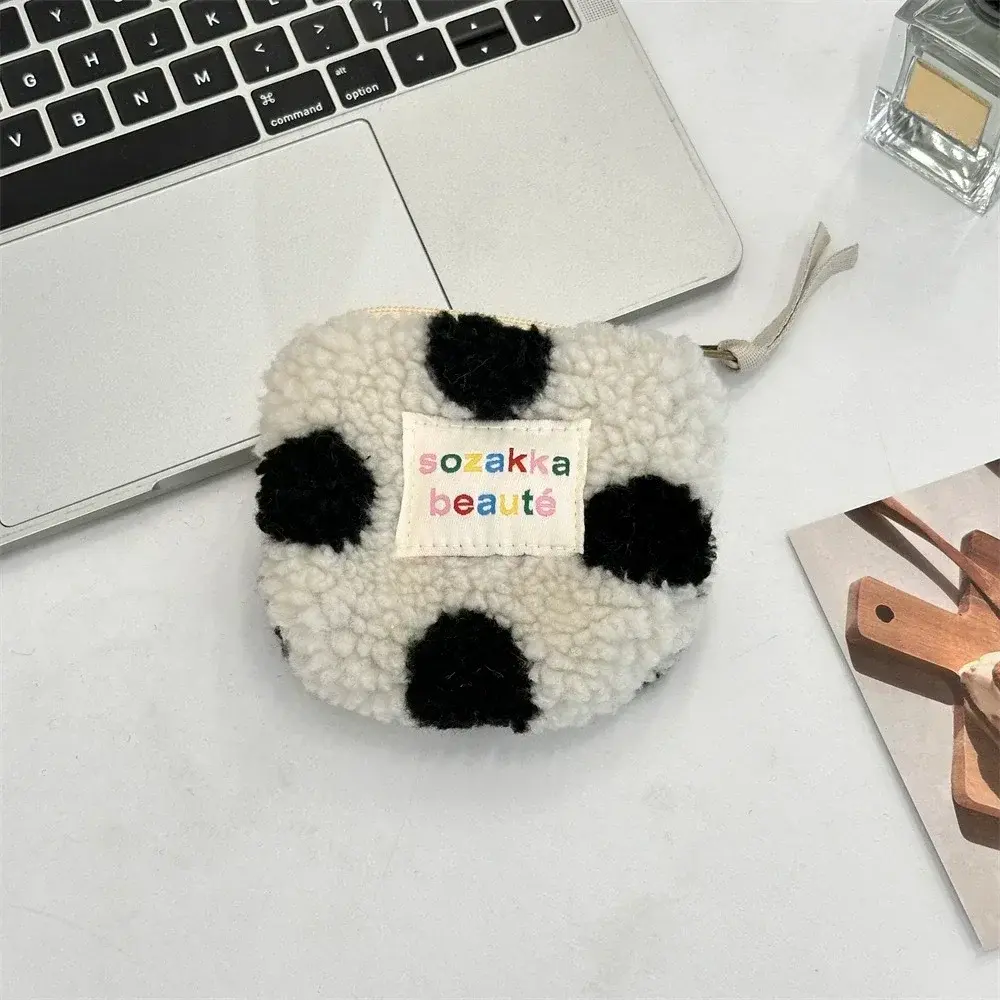 Korean Plush Zipper Mini Cute Coin Purse Wallet Kawaii Makeup Bag Lipstick Earphone Data Cable Organizer Pouch Case Storage Bags