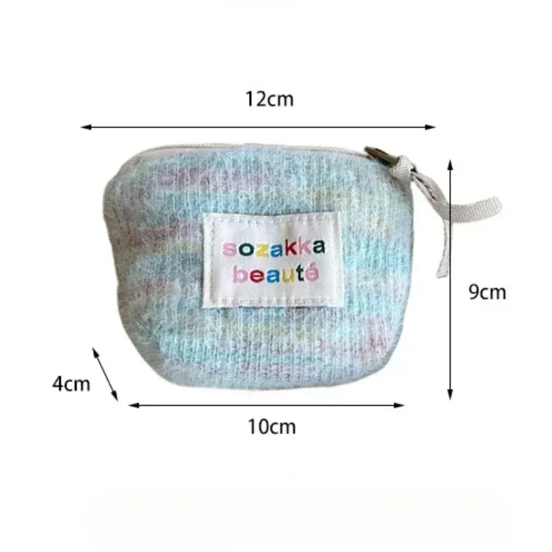 Korean Plush Zipper Mini Cute Coin Purse Wallet Kawaii Makeup Bag Lipstick Earphone Data Cable Organizer Pouch Case Storage Bags