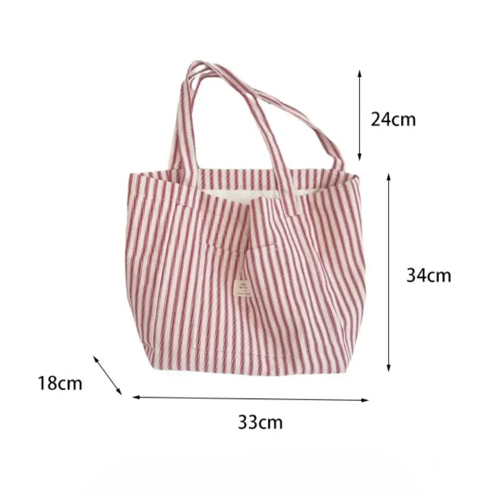 Large Capacity Canvas Women Shopper Tote Simple Striped Shoulder Bag Female Casual Multifunctional Travel Shopping Bag Handbag