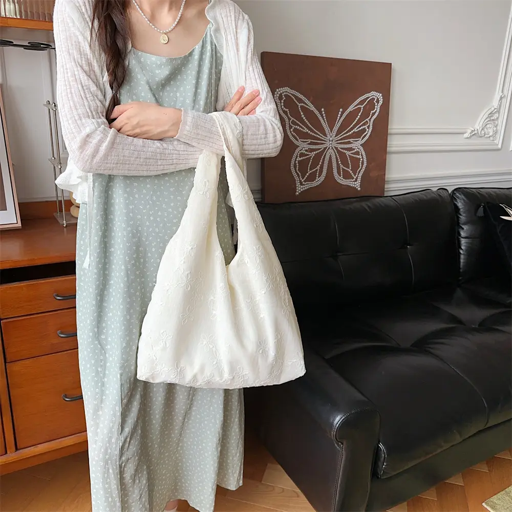 Korean Shoulder Bags for Women Large Capacity Canvas Tote Bag Fashion Flower Handbags