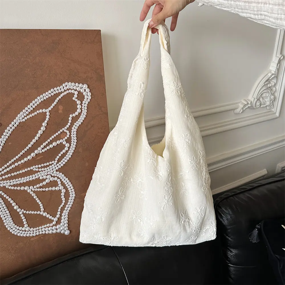 Fashion Flower Korean Shoulder Bags for Women Large Capacity Canvas Bag Ladies Handbags Travel Female Shopping Tote Bag