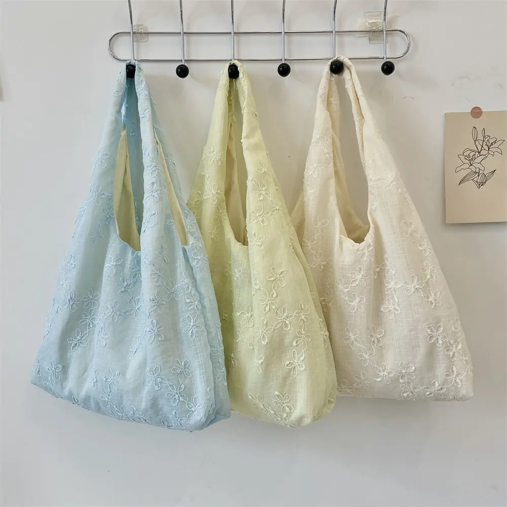 Fashion Flower Korean Shoulder Bags for Women Large Capacity Canvas Bag Ladies Handbags Travel Female Shopping Tote Bag