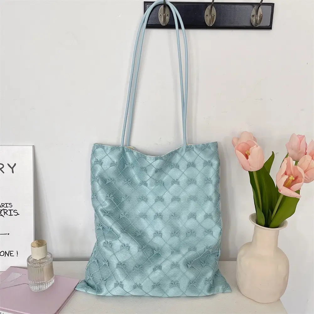 Korean Bow Women's Shoulder Tote Bag Casual Large Capacity Handbags for Women Travel Solid Shopper Bag Shopping Hand Bag