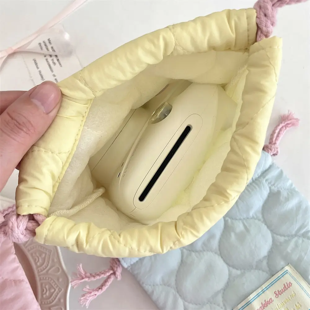 Korean Fashion Drawstring Bag Heart Handbag Women Wallets Portable Travel Cosmetic Makeup Lipstick Storage Bag