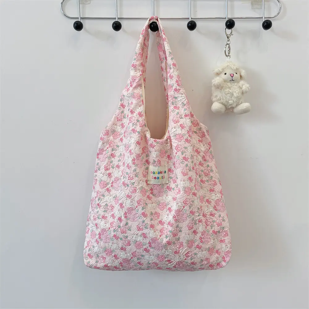 Korean Women Sweet Cartoon Shoulder Bag Shopping Bag Books Tote Female Eco Handbag Reusable Grocery Shopper Purse