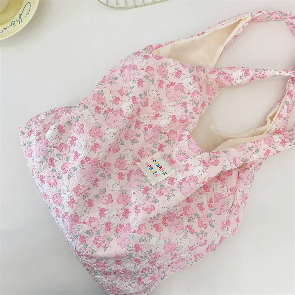 Korean Women Sweet Cartoon Shoulder Bag Shopping Bag Books Tote Female Eco Handbag Reusable Grocery Shopper Purse