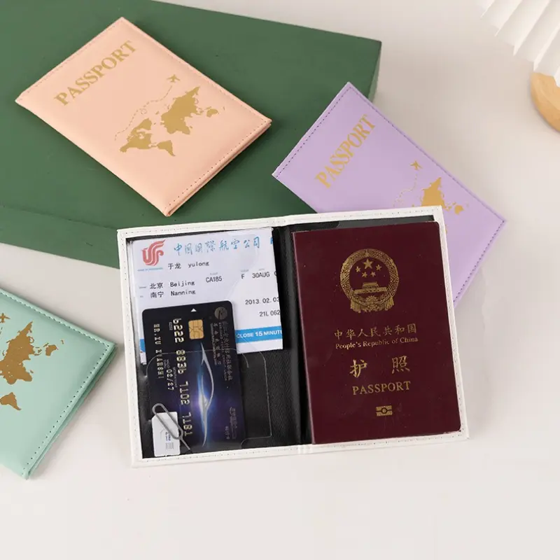 Fashion Passport Holder with Letter Print for Women Men Passport Protective Cover Travel Wallet Ticket Holder ID Card Clip Bags