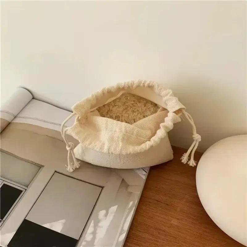 Japanese Simple Solid Color Drawstring Bag Women Drawstring Storage Pouch Cute Makeup Bag Christmas Gift Candy Jewelry Organizer